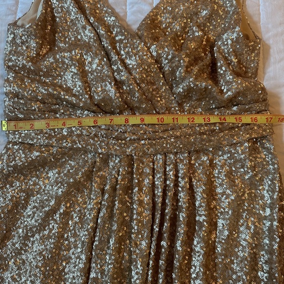 SORELLA VITA Plus Size Long Gold Sequinned Formal Gown With Straps. - Picture 6 of 6